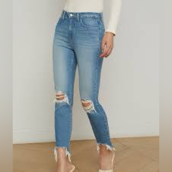 L’AGENCE Distressed Hi Line Rise Light Blue Women's Skinny Jeans Size 25